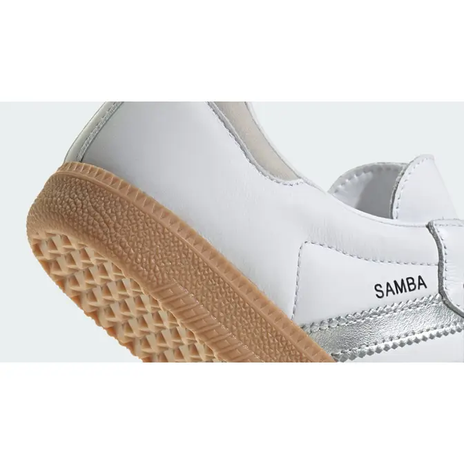 adidas Samba OG White Silver Metallic Grey Closeup