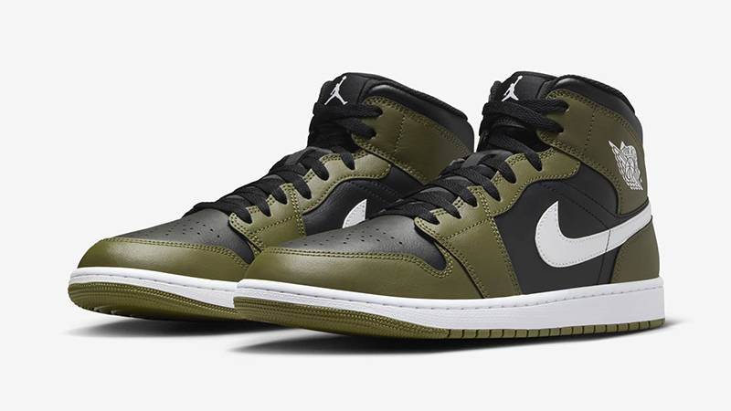 Air Jordan 1 Mid Black White Olive DQ8426-092 front