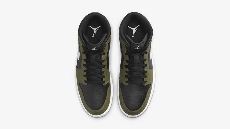 Air Jordan 1 Mid Black White Olive DQ8426-092 middle