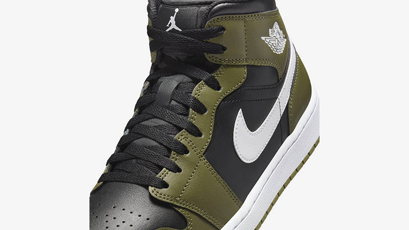 Air Jordan 1 Mid Black White Olive DQ8426-092 tongue