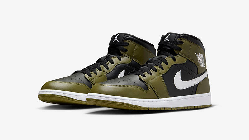 Air Jordan 1 Mid GS Black White Olive DQ8423-092 front