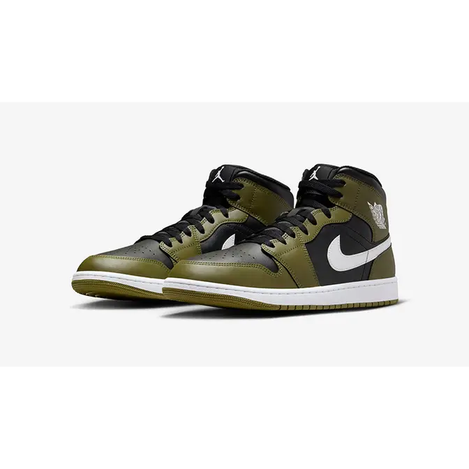 Air Jordan 1 Mid GS Black White Olive DQ8423-092 front