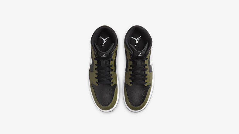 Air Jordan 1 Mid GS Black White Olive DQ8423-092 middle
