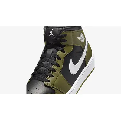 Air Jordan 1 Mid GS Black White Olive DQ8423-092 tongue