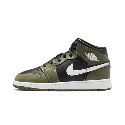 Air Jordan 1 Mid GS Black White Olive DQ8423-092