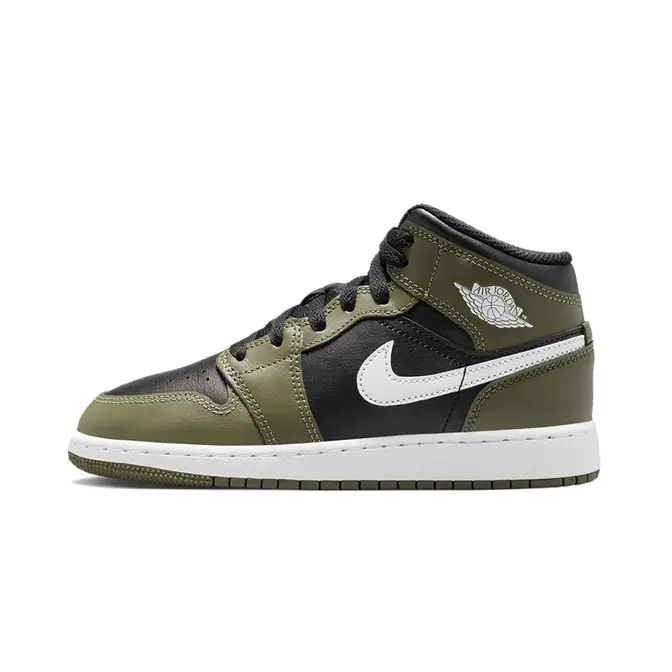 Air Jordan 1 Mid GS Black White Olive DQ8423 092 The Sole Supplier