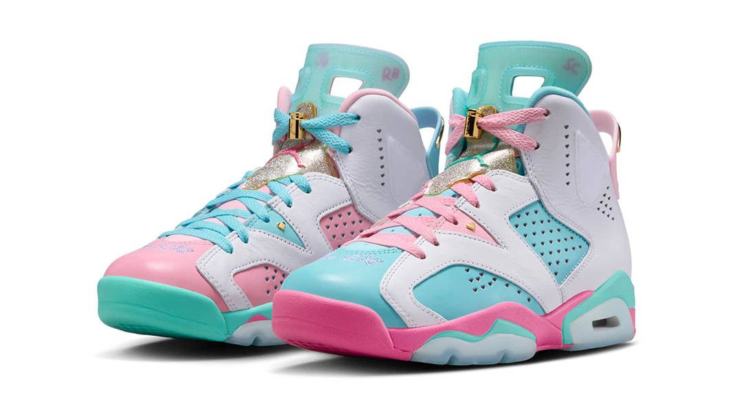 blue pink and green jordan 6s