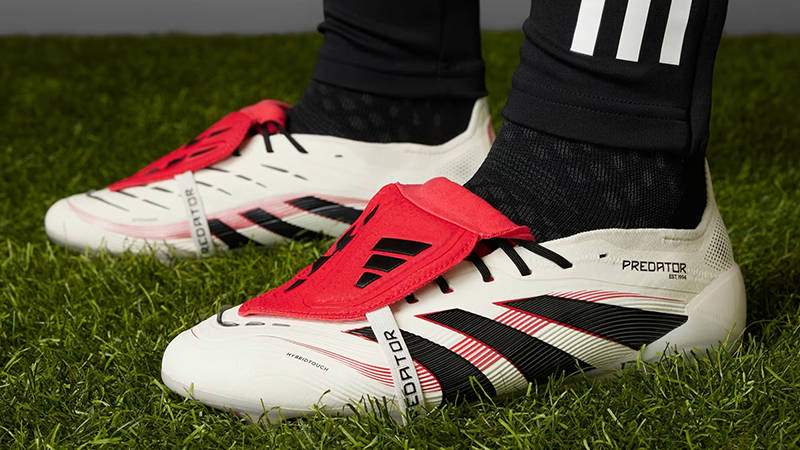 adidas Predator Elite Foldover Tongue FG Boots Off-White Ruby ID8968 on foot