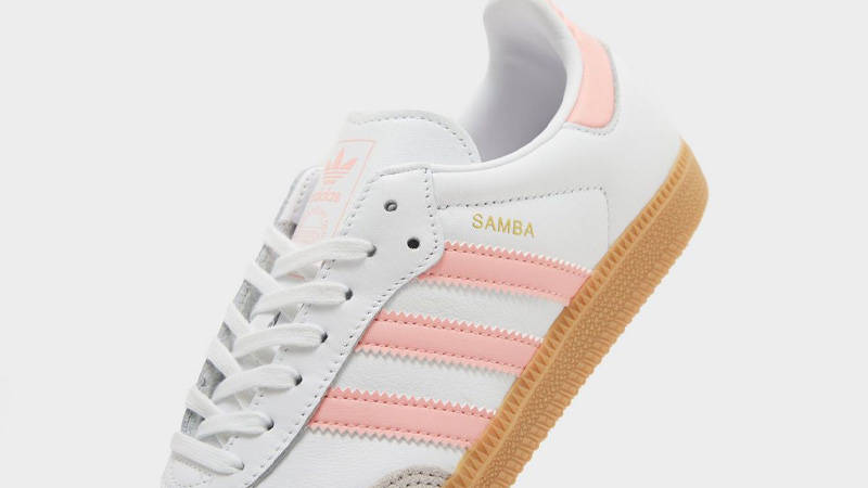 adidas Samba OG GS White Coral Pink Closeup