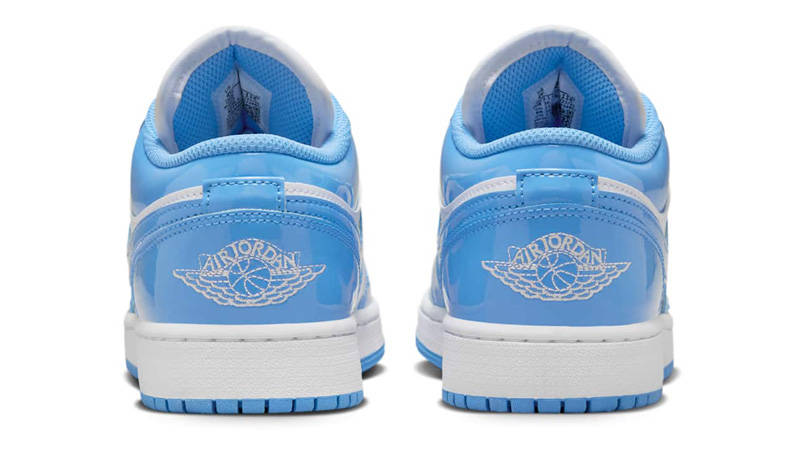 black and blue patent leather jordans