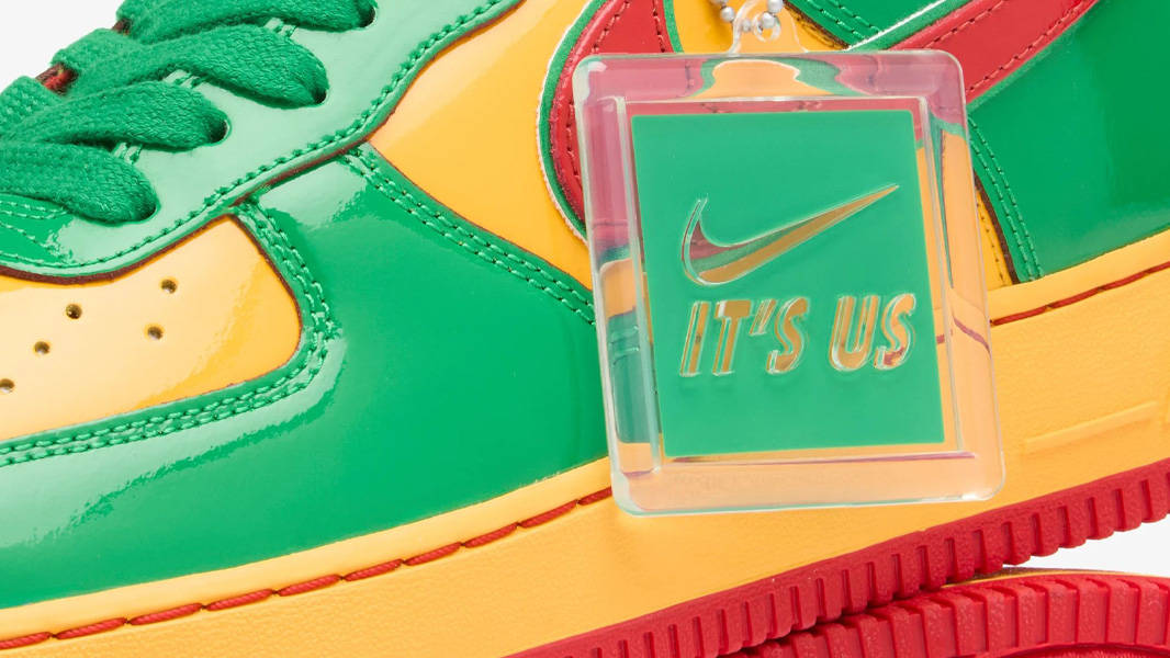 Lil Yachty x Nike Air Force 1 Lucky Green Mystic Red Closeup