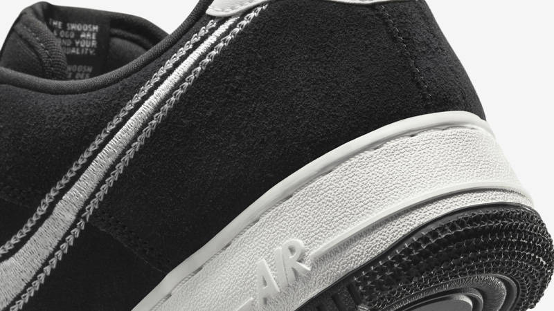 Nike Air Force 1 Low Embroidered Swoosh Black Closeup