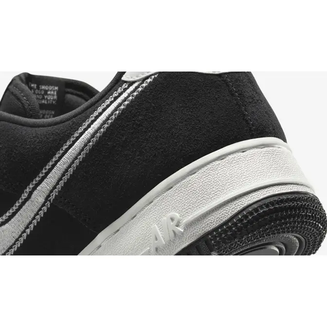 Nike Air Force 1 Low Embroidered Swoosh Black Closeup