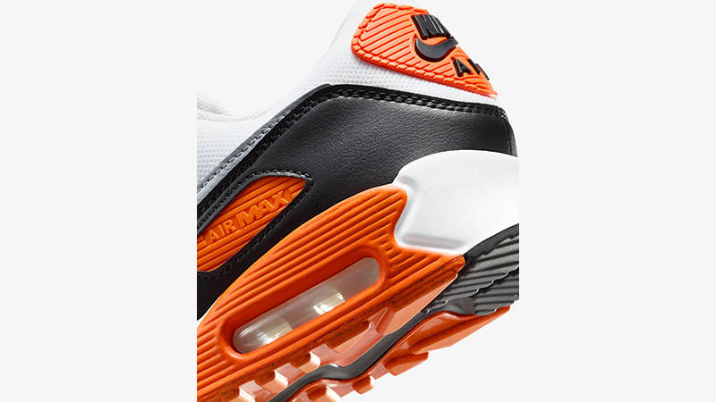 Nike Air Max 90 White Black Orange DH8010-108 heel