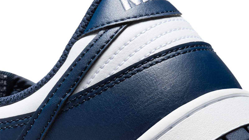 Nike Dunk Low White Midnight Navy Closeup
