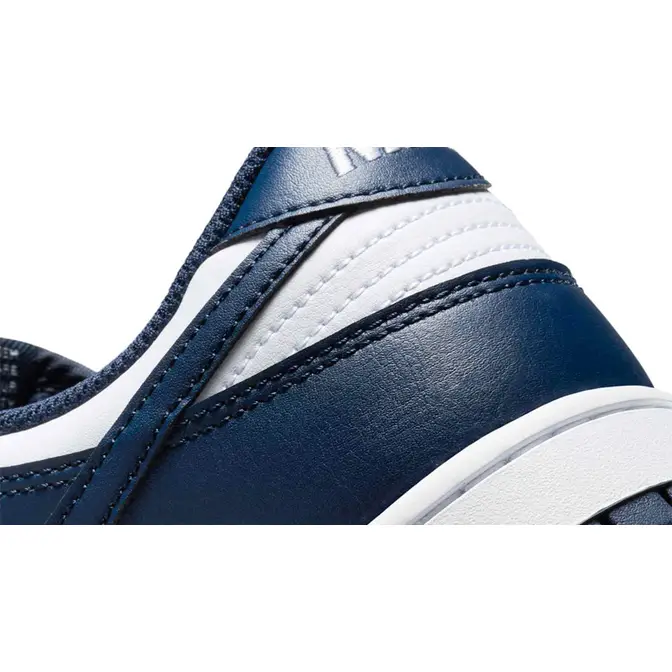 Nike Dunk Low White Midnight Navy Closeup