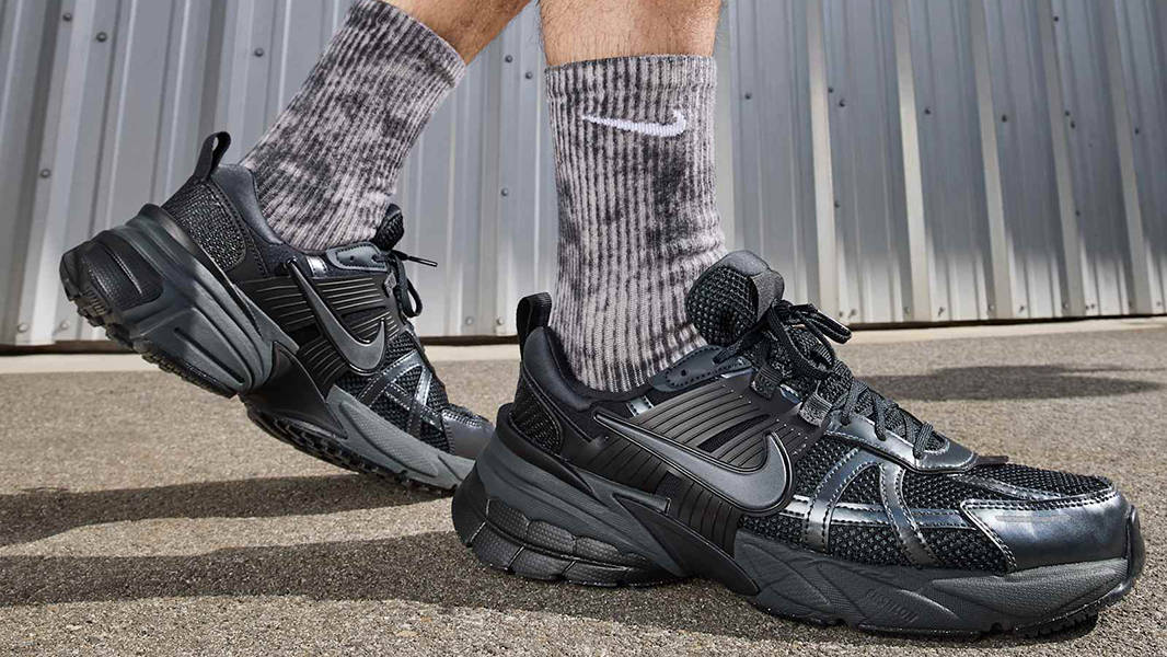Nike V2K Run Black Dark Smoke Grey HJ4497-001 on feet