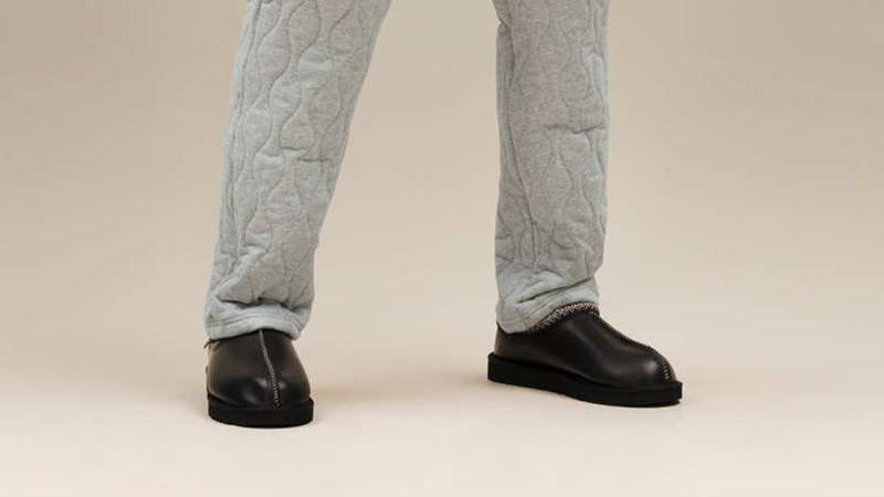 UGG Tasman Leather Regenerate Black 1163890-BLK on feet