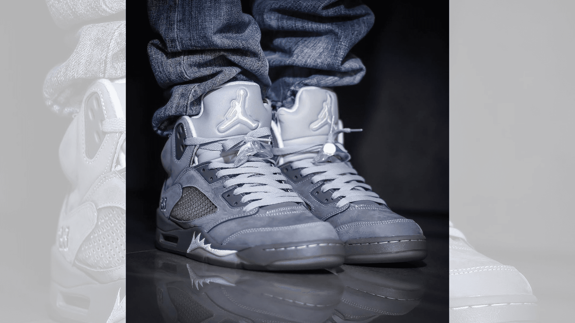 jordan 5 wolf grey on feet