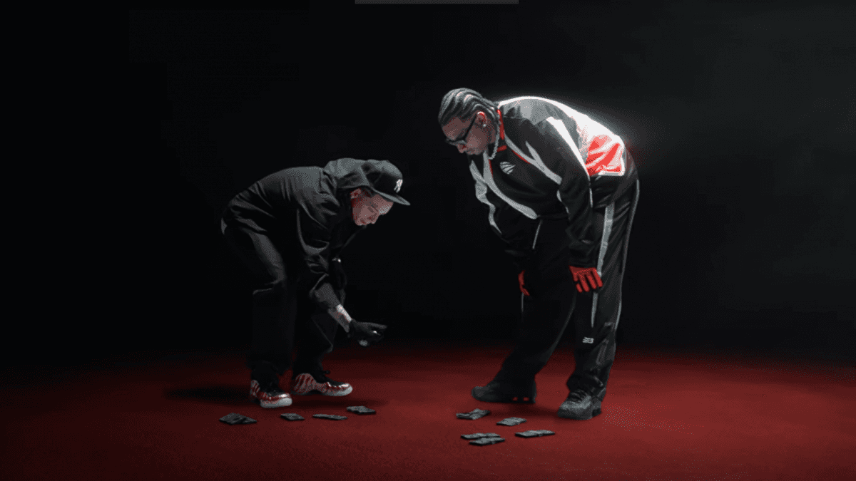 Central Cee and 21 Savage playing dice in Lyrcial Lemonade's "GBP" music video