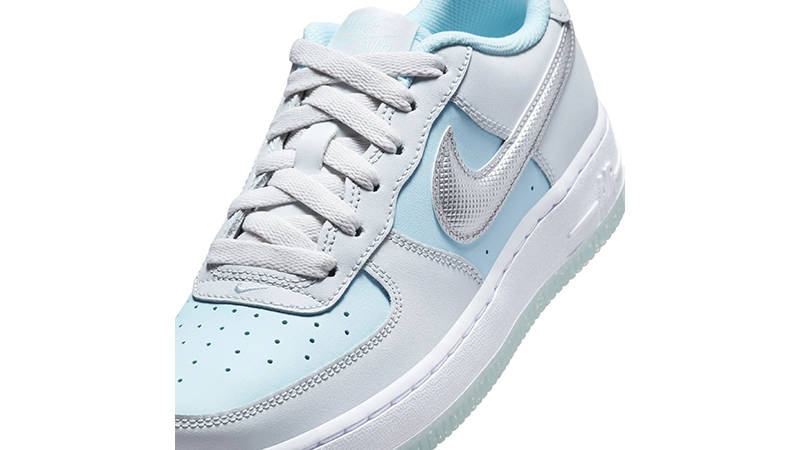 Nike Air Force 1 Low GS Pure Platinum Glacier Blue HQ3249-043 tongue