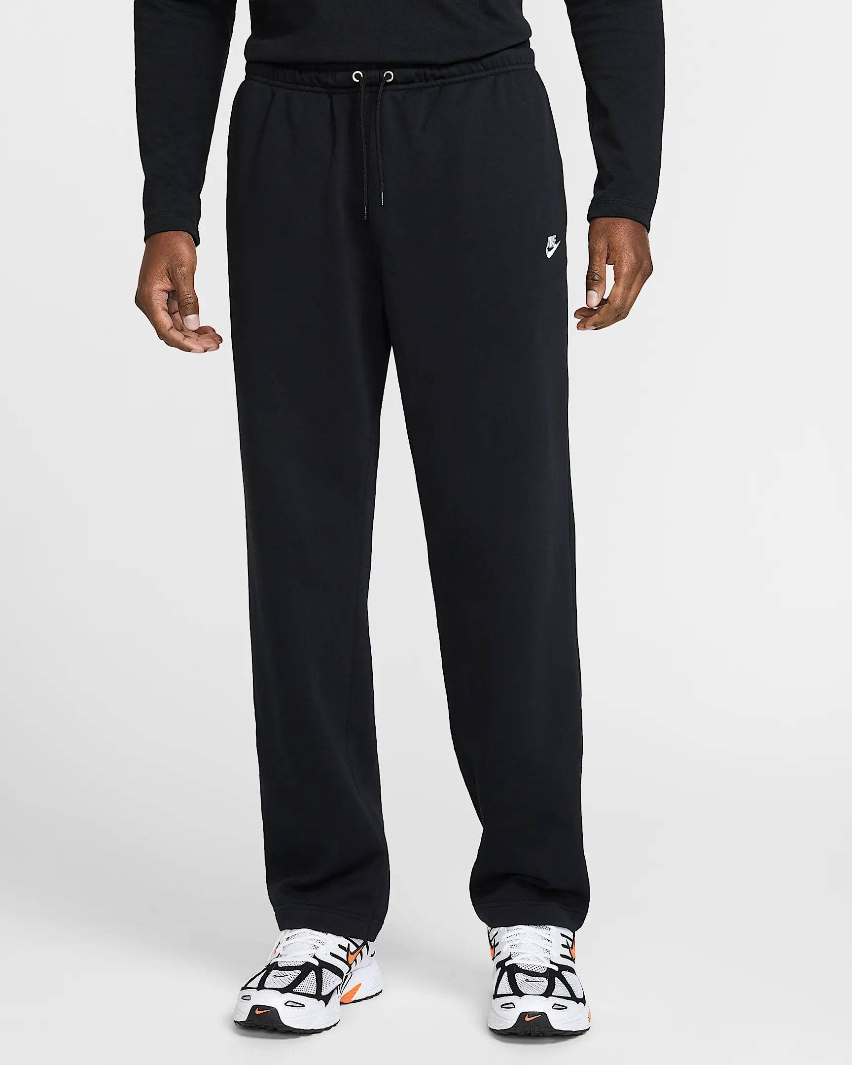 Nike Club French Terry Open-Hem Trousers Black Feature