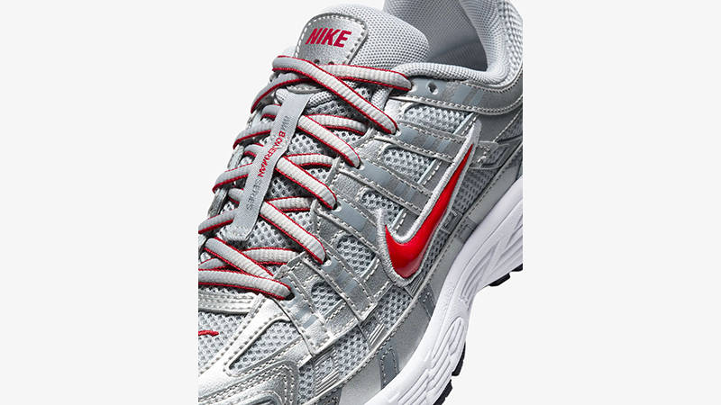 Nike P-6000 GS Metalic Silver Cool Red HV5064-002 tongue