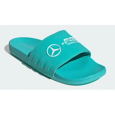 adidas Adilette Comfort Slides Mercedes AMG Petronas Formula One Team Semi Mint Rush Front
