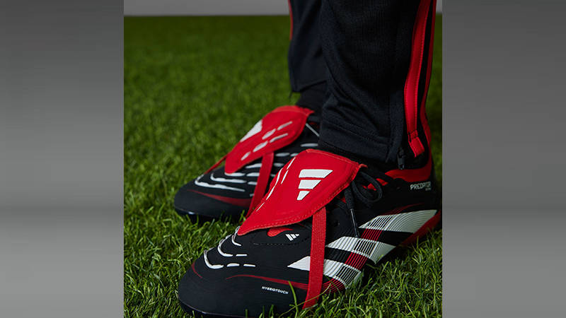 adidas Predator Pro BWR Fold-Over Tongue Firm Ground Boots Black Vivid Red JQ2949 on foot