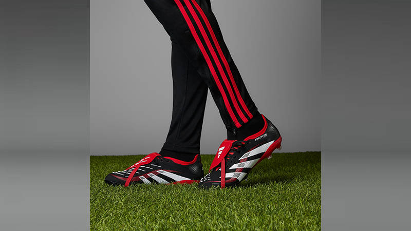 adidas Predator Pro BWR Fold-Over Tongue Firm Ground Boots Black Vivid Red JQ2949 side on foot