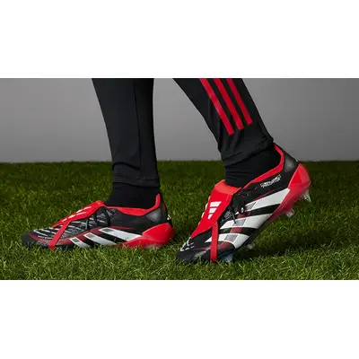 adidas Predator Pro BWR Fold-Over Tongue Soft Ground Boots Black Vivid Red JQ2687 on foot side