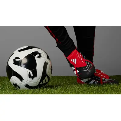 adidas Predator Pro BWR Fold-Over Tongue Soft Ground Boots Black Vivid Red JQ2687 on foot