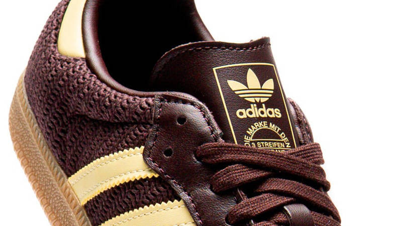 adidas Samba OG Shadow Brown Powder Yellow Closeup