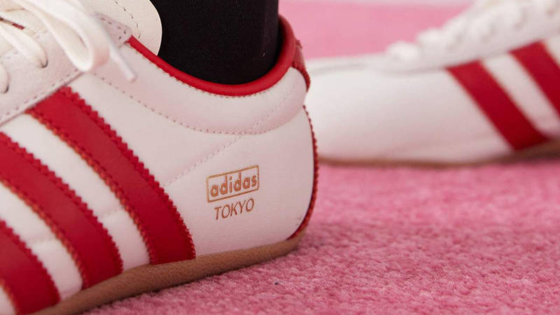 adidas Tokyo White Better Scarlet JI3300 on foot heel