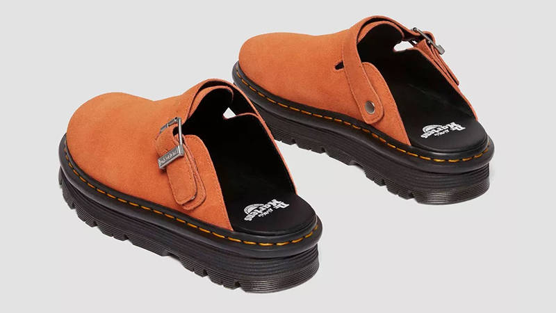 Dr. Martens Zebzag Suede Platform Mules Orange 31937800 Back
