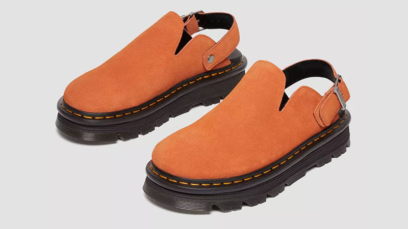 Dr. Martens Zebzag Suede Platform Mules Orange 31937800 Front