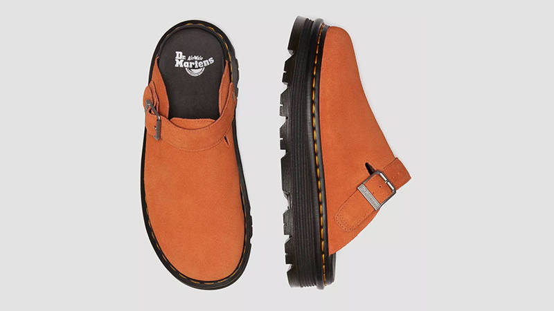 Dr. Martens Zebzag Suede Platform Mules Orange 31937800 Top