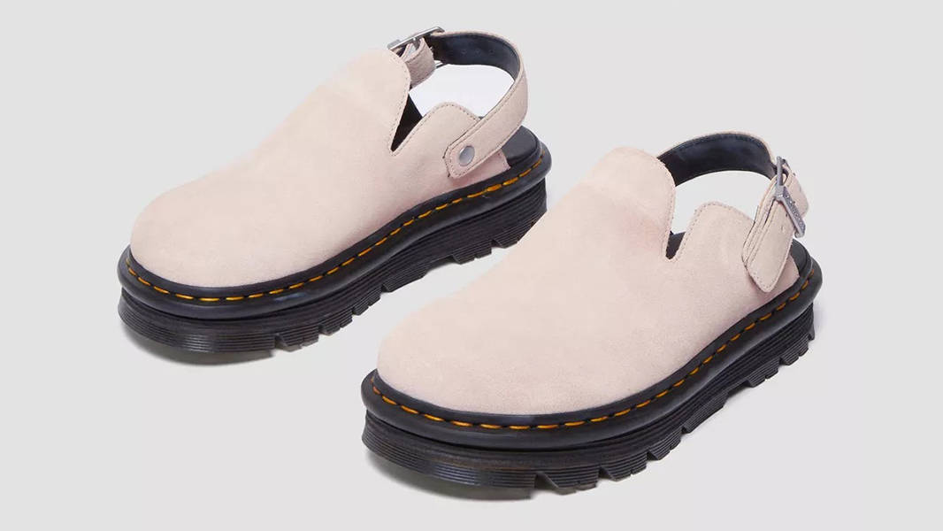 Dr. Martens Zebzag Suede Platform Mules Powder Pink 31937650 Front