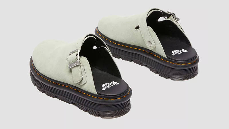 Dr. Martens Zebzag Suede Platform Mules Sage Green 31937300 Back