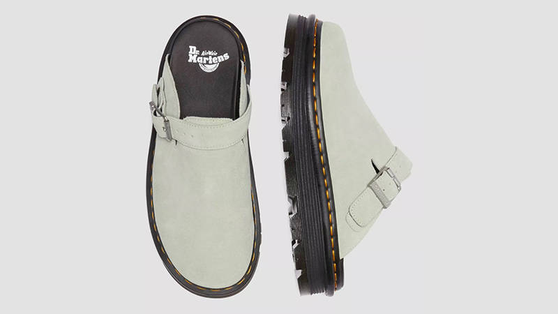 Dr. Martens Zebzag Suede Platform Mules Sage Green 31937300 Top