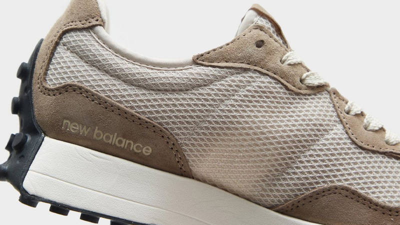 New Balance 327 Mushroom Sea Salt Closeup