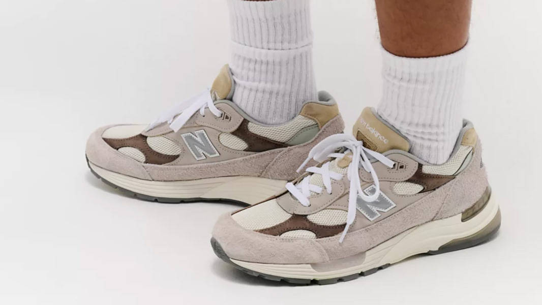 New Balance 992 Moonrock Mushroom On Foot
