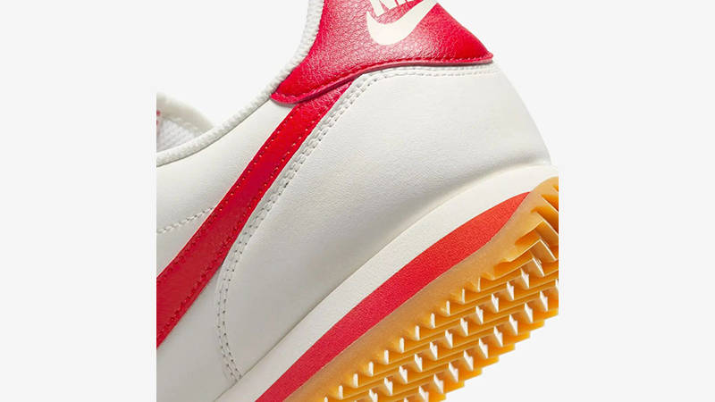 Nike Cortez Leather Sail Yellow Red DM4044-110 heel