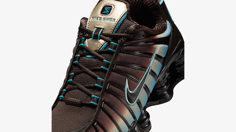 Nike Shox TL Velvet Brown Denim Turquois IB4340-200 tongue