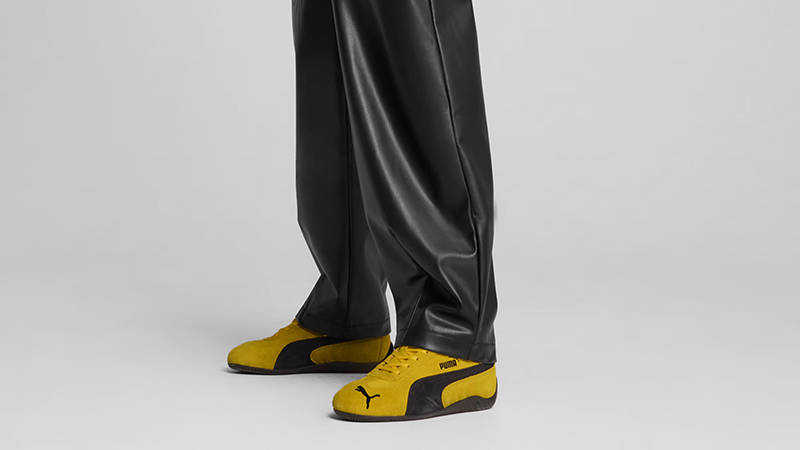 PUMA Speedcat OG Yellow Black 398846-19 on foot