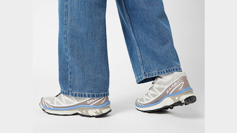 Salomon XT-6 Cement Beige Blue L47739100 on foot