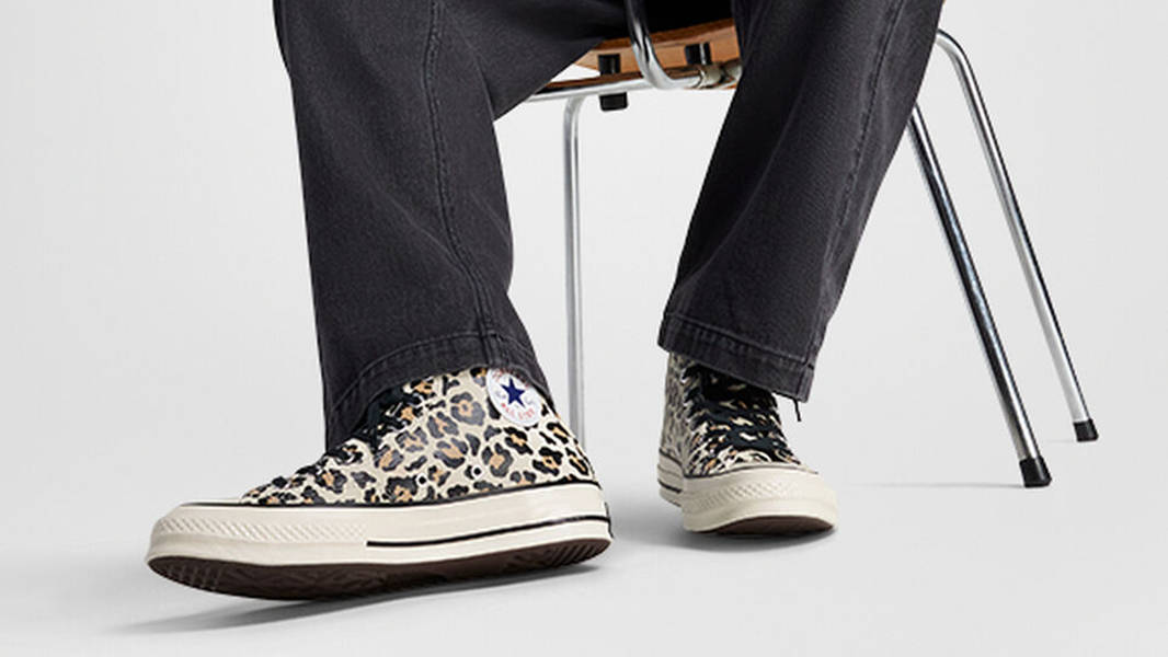 Converse Chuck 70 Glow-In-The-Dark High Leopard Print A13436C on feet