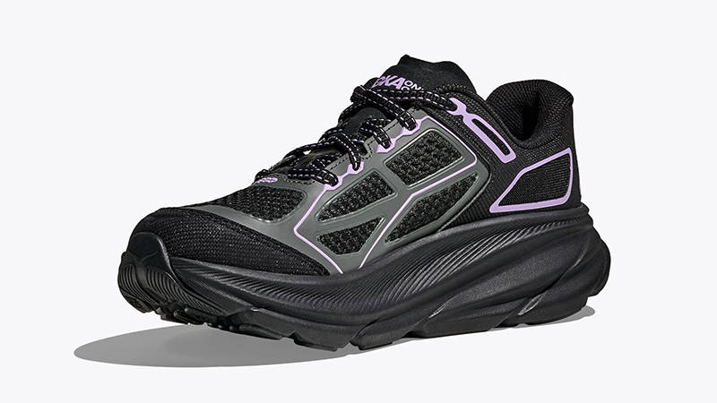 Hoka One One Clifton 9 Black Aster Flower 1155370-BWR front
