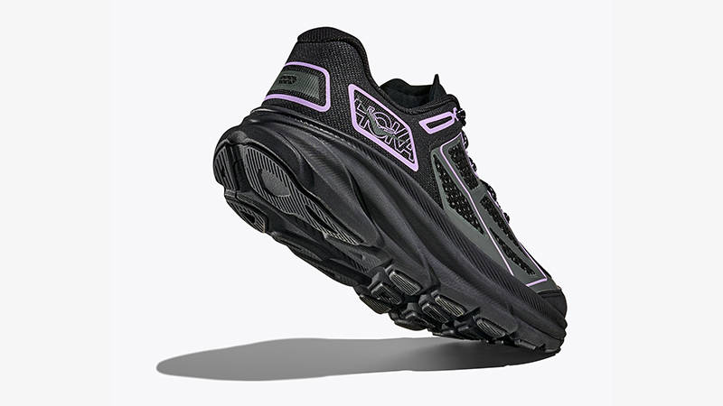 Hoka One One Clifton 9 Black Aster Flower 1155370-BWR heel