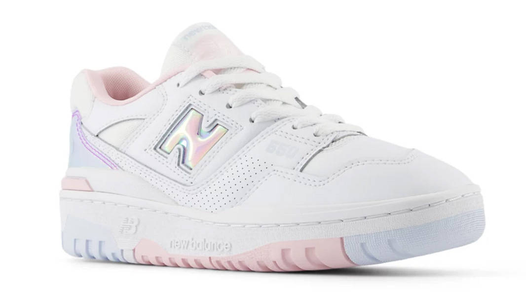 New Balance 550 GS Iridescent White Rose Sugar Front